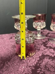 Indiana Glass King Crown Thumbprint Ruby Red Goblets Set of 4, 5.5 Color Loss