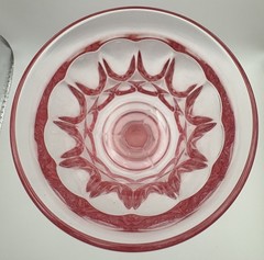 Vintage Noritake Perspective Pink Water Goblets Set of 4 Japan Pressed Glass