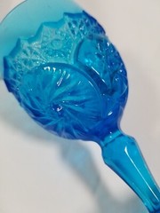 Cordial Goblet Elegant Stem Turquoise Blue 4.5″ Tall Star Swirled Aqua Glass