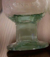 RARE BIG APPLE SCHNAPS Green Tint GLASS GOBLET Set of Two 4″ Tall, 6oz Capacity