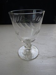 Vintage MCM Libbey Glass Company- Etched Wheat Pattern ~ 5 1/2″ T 3 3/8″ Dia