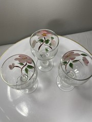 Franciscan Desert Rose Wine Glasses Set Of 3 Hand-Painted Floral Design