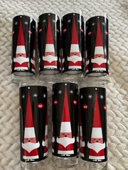 Vintage Mid Century Atomic Santa Holt Howard Glasses set/7 Dairy Queen Promo