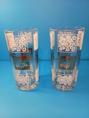 Mid Century Bar Ware Gold White Anchor Hockings Cocktail Glasses Vintage (7)