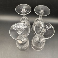 Waterford Crystal ALANA Cut Cross Hatch Multi-Sided Stem Water Glasses Set of 4