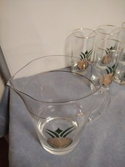 Pineapple Pitcher with Gold Trim and ( 8 ) Gold Trim Pineapple Glasses