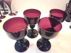 4 Vintage 1940-1950’s Amethyst Goblet or Wine Glasses with Footed Stem, perfect