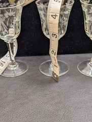 Lot of 3) Antique Paneled Etch Glass Cordial Sipping Glasses Victorian Edwardian