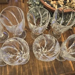 Noritake Breeze Crystal Goblets Set of 9 Spiral Optic Footed Water Glasses