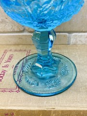 VTG Aqua Spring Blue FLAT ROSE Madonna Inn Rose 6.5″ Goblet GORGEOUS!