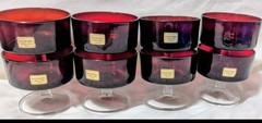 Luminarc Cranberry Red Sorbet Dessert Glasses Vintage France Lot of 8