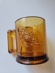 Vintage Amber Tiara Indiana Glass Lot of 3 Nursery Rhyme~Bowl, Cup & Plate Set