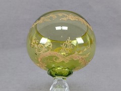 Antique Saint Louis Chartreuse Green Gilt Engraved Pattern 887 Hock Wine Glass D