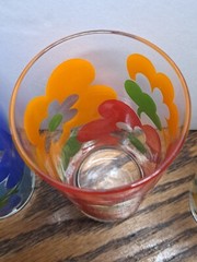 Retro Floral Glasses 7 Oz Set Of 5