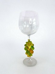 Murano Art Glass Grape Stem Champagne Flute, Gilded Grape Stem Venetian Glass