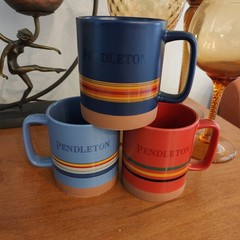 3 Pendleton Ceramic 18oz Mugs National Parks 2-Blue & 1-Red with Stripes NWOT
