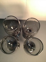 4 French MCM SILVER FADE Smoky Gray 8” Tall Wine Glasses Beautiful, Pre Owned
