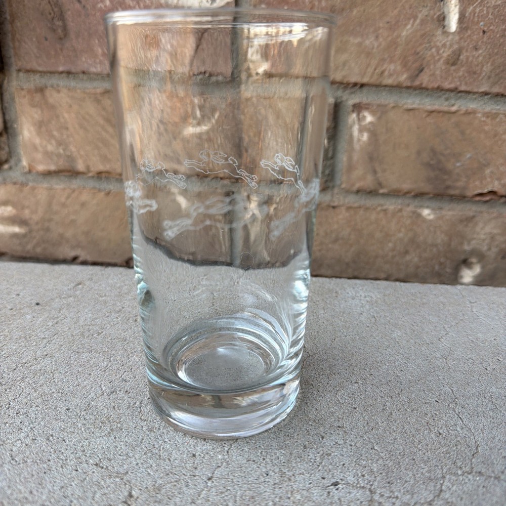 Vintage Libbey Etched Tall Tumbler Glasses Jumping Bunnies Rabbits Easter Decor