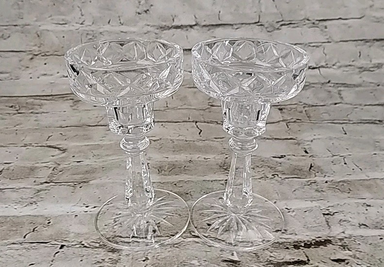 Cavan Crystal 5 1/4 inch Candlestick Holders, Set of 2