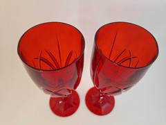 Set of 2 Waterford Brookside 8 3/8″ Red Iced Tea/Iced Beverage Water Glasses