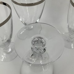 FOSTORIA CRYSTAL STEMWARE WEDDING RING SILVER RIM Ice Tea Goblets Set of 4 EUC