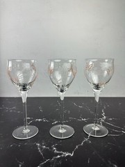 Vintage Givenchy Crystal Wine Glasses Set of 12 Etched Flowers and Butterflies