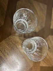 2 Vintage Arcoroc Arc France Whiskey Low Ball Glasses Cut Glass Detail