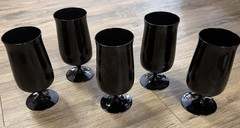 Vintage Lenox Midnight Mood Black Water Goblets/Glasses set of 5 MCM 1970s