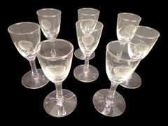 Vtg Sasaki Crystal Bar Set Cut Glass Rose Wine Liquor Highball Shot Glass Japan