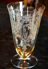 Vtg Set 8 LA FLEURE YELLOW 5 7/8″ Etched Deco ICED TEA Glasses TIFFIN FRANCISCAN