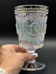 Anthropology Iridescent Clear Bunny Embossed Hobnail Stemmed Wine Glass