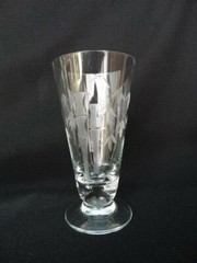 Saski/Noritake Crystal Clear Grey Cut Bamboo 7.5oz Footed Tumbler Excel Use Cond