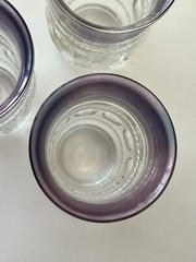 3 VTG Kings Crown Cranberry Flashed Top Only Flat Tumblers 9 oz. EUC