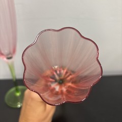 Abbott Collection Flower Shaped Pink Champagne Flutes Set of 2 10in *read