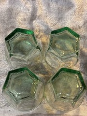 VTG SET OF 4 LIBBEY CHIVALRY GREEN GLASS OLD FASHIONED LOW BALL GLASSES 3 1/2″