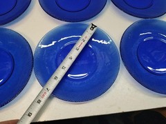 RARE Vintage Arcoroc Royal Sapphire cobalt blue glass bowls/plates set of 6 EUC
