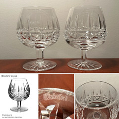 Vtg Set of 2 WATERFORD CRYSTAL Kylemore Pattern Brandy Snifters Glasses IRELAND