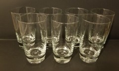 (7) Bormioli Rocco Italy LUNA Bubble in Bottom Glass Tumblers Coolers 15 oz