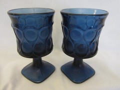 Cobalt Blue Noritake Spotlight Pedestal Water Glasses Pair