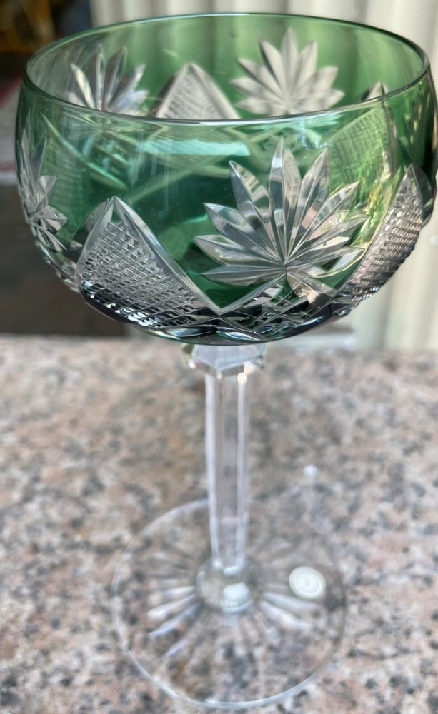 VAL ST. LAMBERT COLORED WINE GLASS SIGNED MINT
