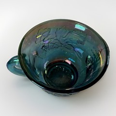 Vintage Indiana Glass Harvest Grape Blue Carnival Glass Footed Cup 6 oz