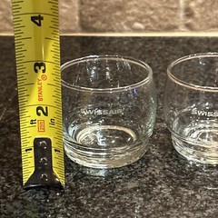 Set of 2 Vtg SwissAir Airlines Etched Logos Beverage Juice Liquor Glass Cups lot