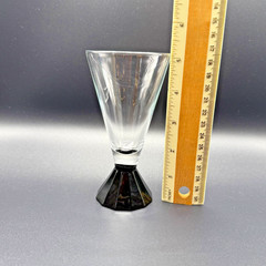 2Cristal D’Arques Durand Cordial Wine Glass Luminarc Art Deco Black Base Vintage