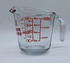 Anchor Hocking 1 Cup, Glass Measuring Cup Handle w/ Lettering & Pour Spout, #8