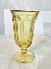 One Vintage Imperial Yellow Tea Water Goblet Glass Stemmed Small Chip At Rim