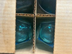 Dozen 12 Capri Hazel Ware Gothic Aqua Blue Glasses NEW NOS Boxed B-76 9 OUNCES