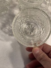 Vintage Clear Glass Punch Bowl Cups/Mugs Lot of 8