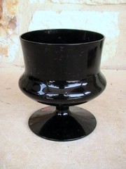Rare Vintage Milnor Hand Blown 4 Black Swedish Crystal Juice Glasses