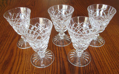 Mint Vintage Set 5 Crystal Cut Glass Cordial 4″ Glasses Lismore Waterford Syle