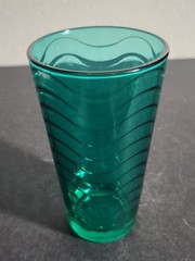 Vintage Sea Green 12oz Glass Tumbler Wavy Pattern by Pasabahce Glass